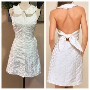 Lulu's White Lace Mini Dress with Open Back Bow